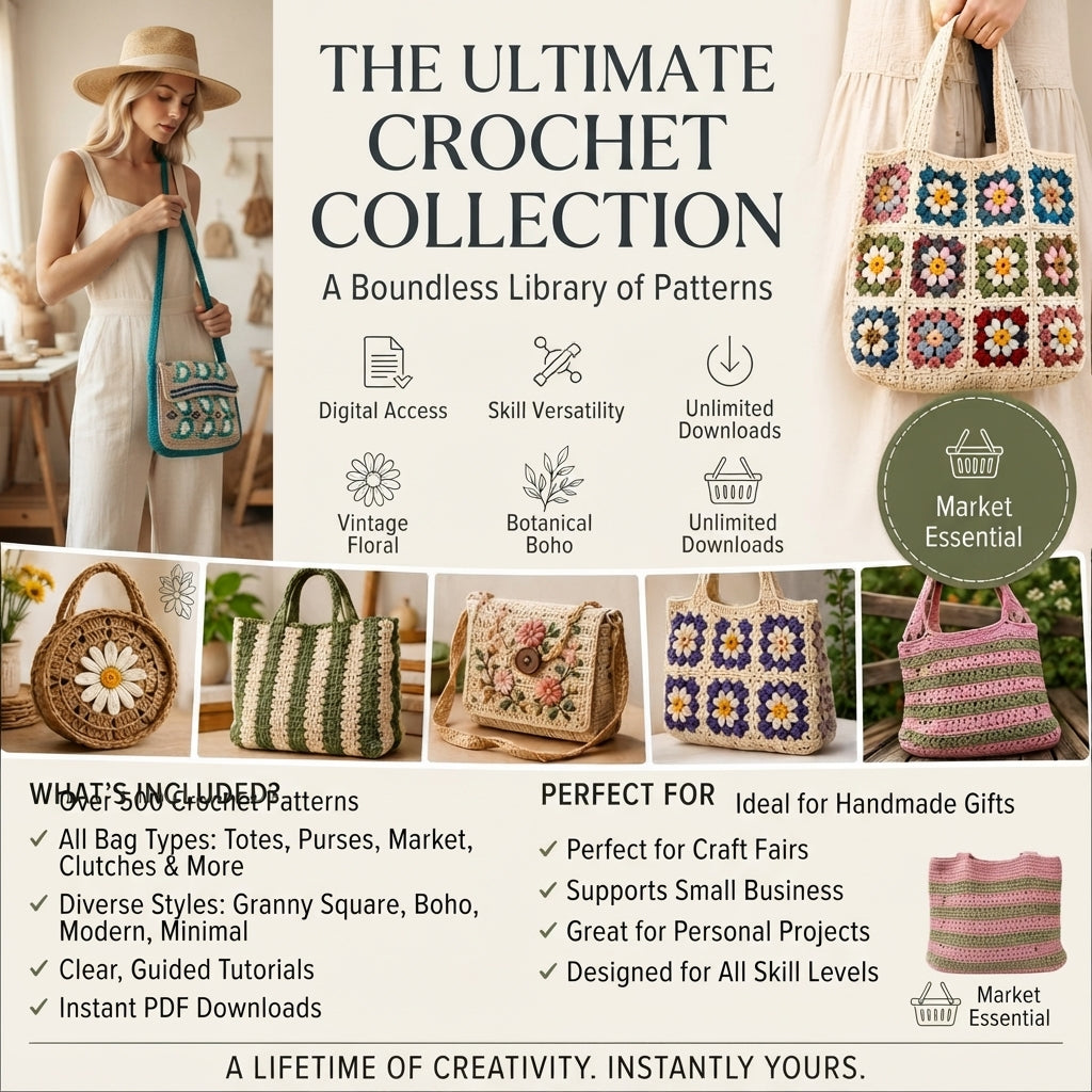 Crossbody Market Bag Tote | Crochet Pattern PDF