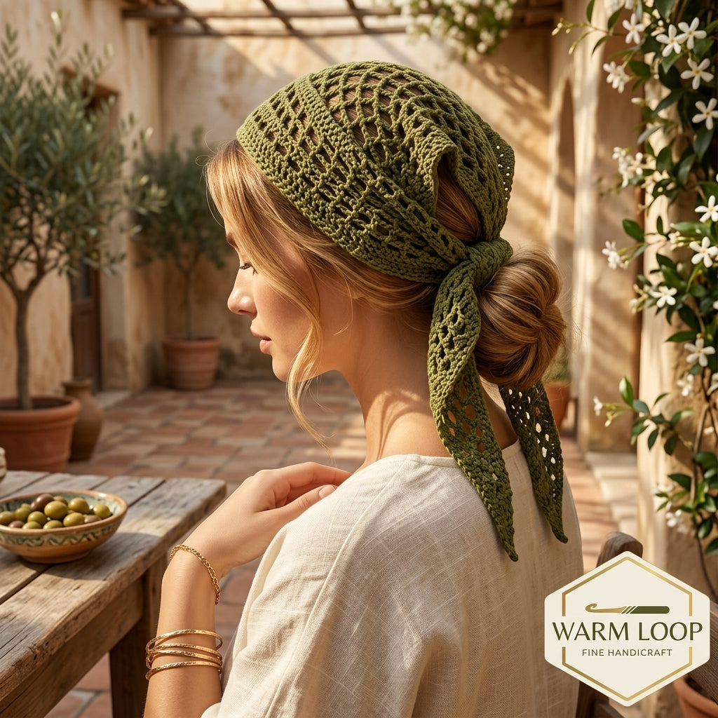 Mesh Boho Headscarf | Multi-Language Crochet Pattern PDF