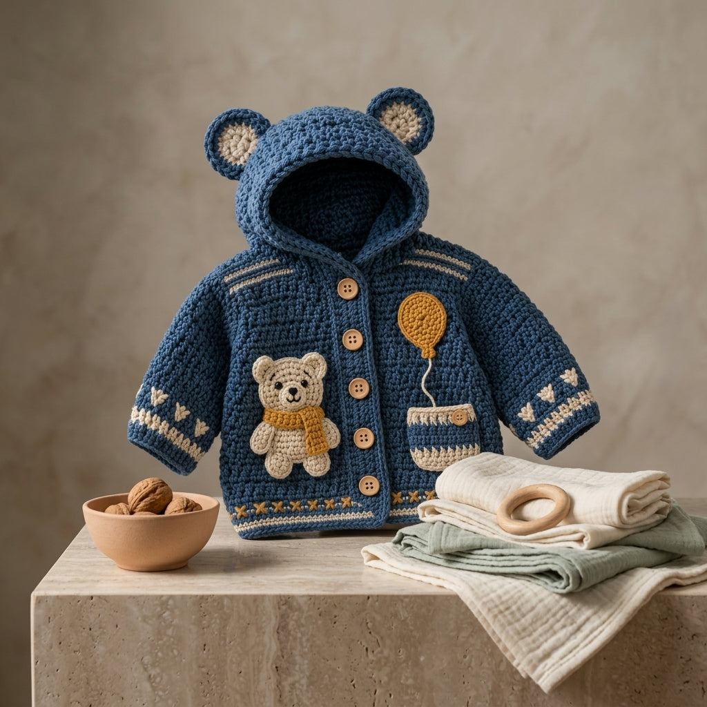 Bear Ears Baby Hoodie Bear Ears v6 | Crochet Pattern PDF