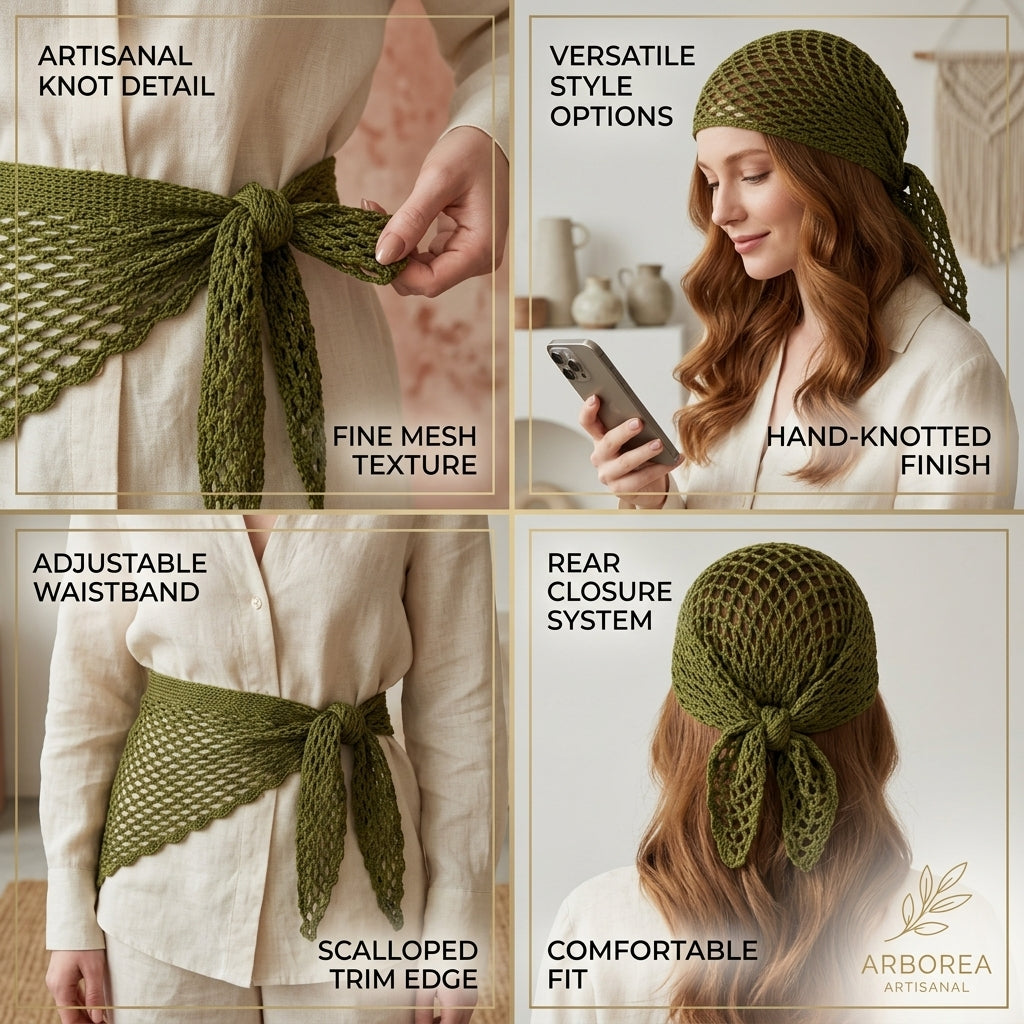 Mesh Boho Headscarf | Multi-Language Crochet Pattern PDF