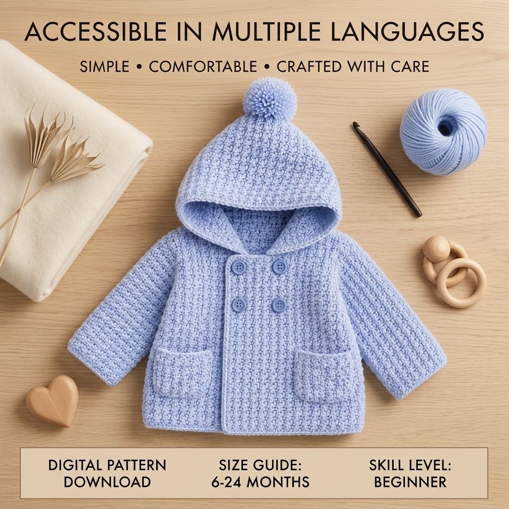Cardigan Hooded Jacket Baby Hoodie | Crochet Pattern PDF