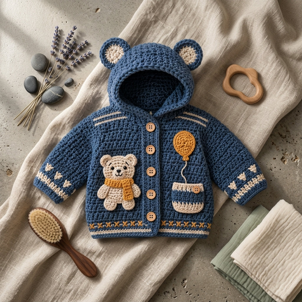 Bear Ears Baby Hoodie Bear Ears v6 | Crochet Pattern PDF