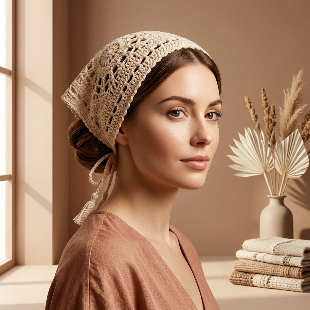 Mandala Mesh Lace Headscarf | Crochet Pattern PDF