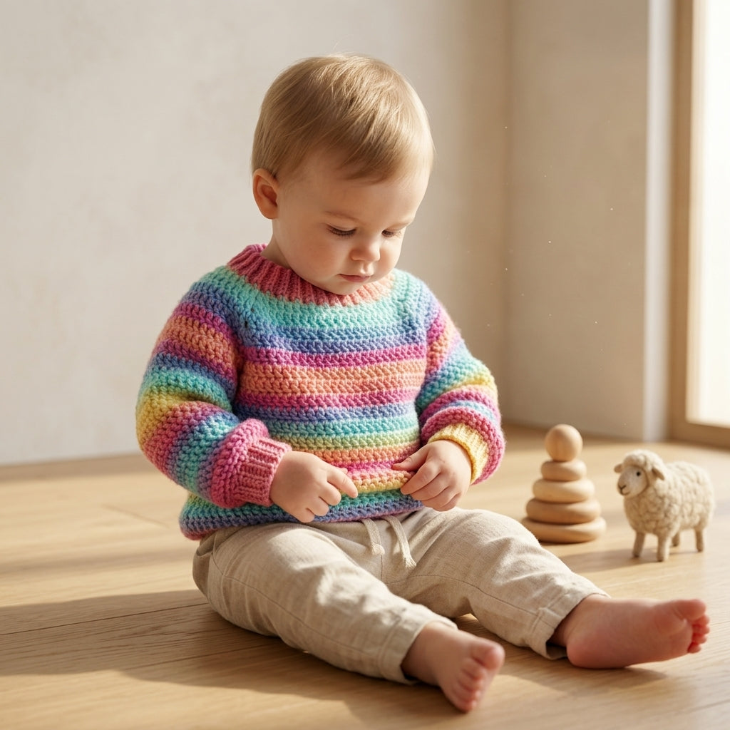 Athabasca Falls Children'S Baby Pullover | Crochet Pattern PDF