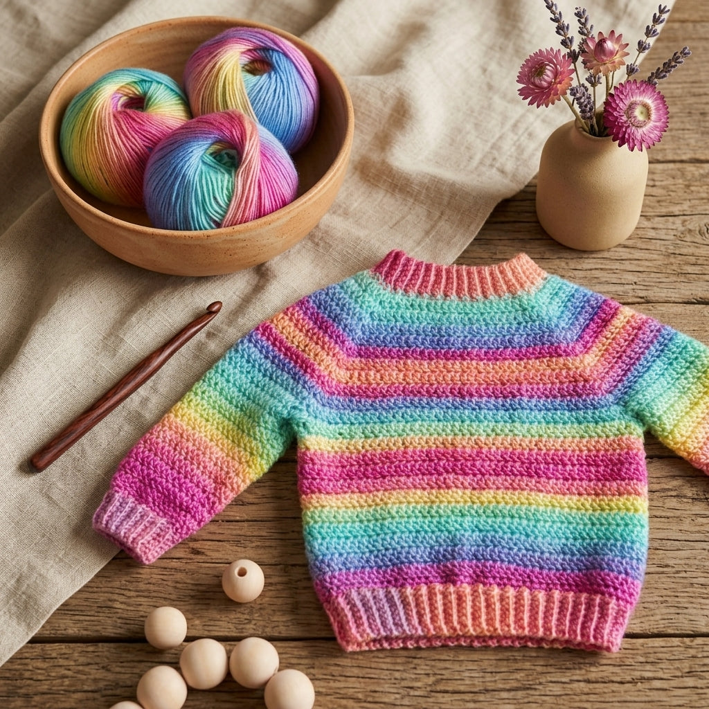 Athabasca Falls Children'S Baby Pullover | Crochet Pattern PDF