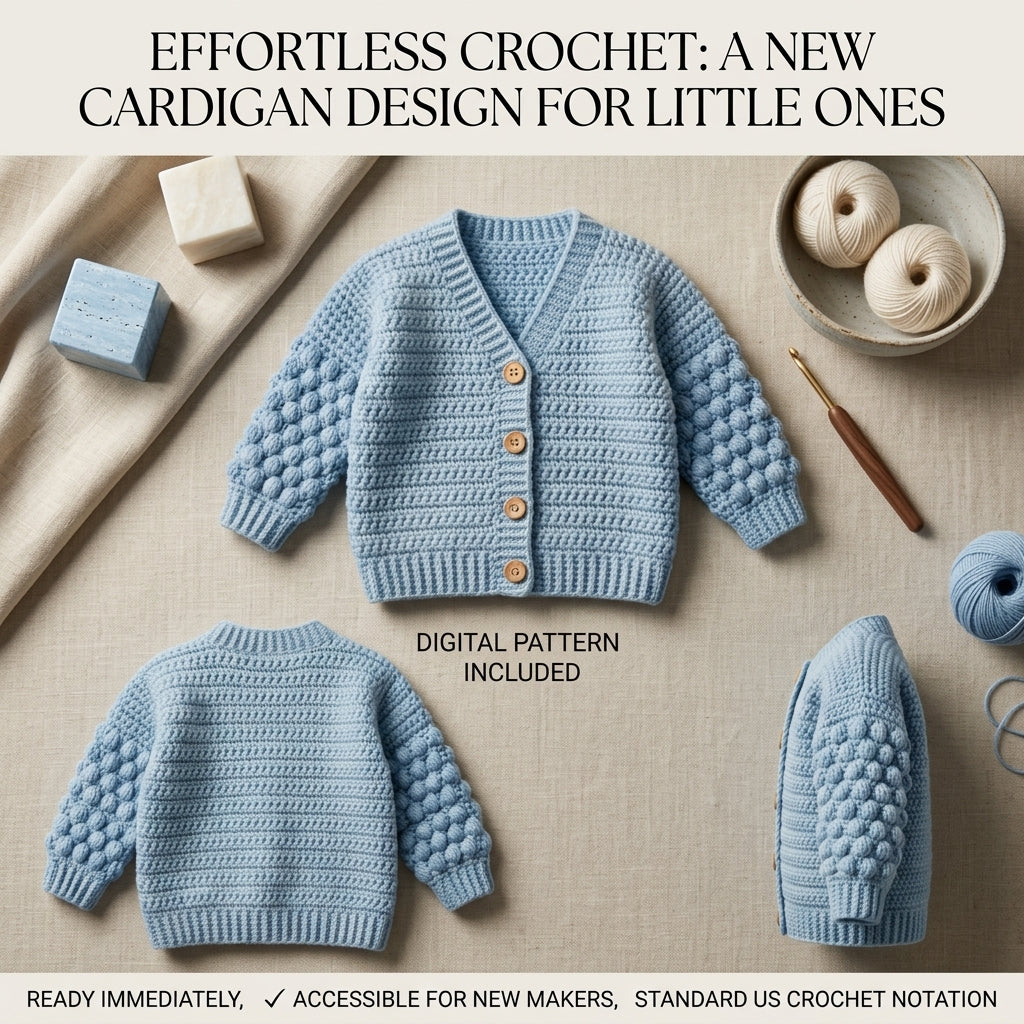 Bobble Baby Cardigan | Crochet Pattern PDF