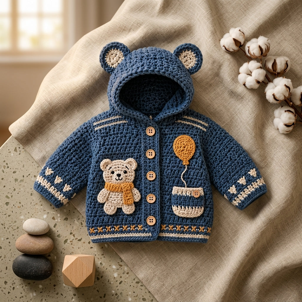 Bear Ears Baby Hoodie Bear Ears v6 | Crochet Pattern PDF
