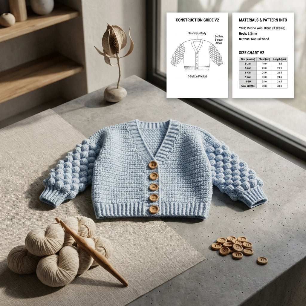 Bobble Baby Cardigan | Crochet Pattern PDF