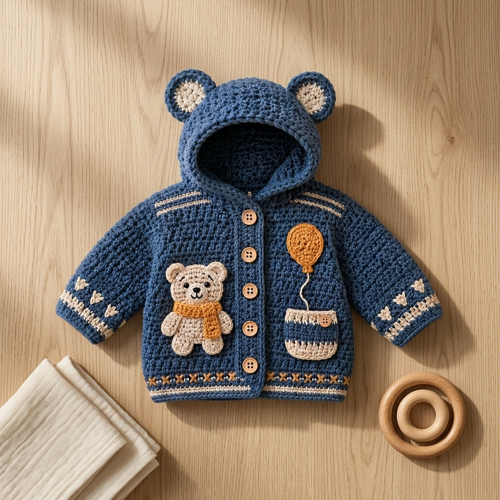 Bear Ears Baby Hoodie Bear Ears v6 | Crochet Pattern PDF