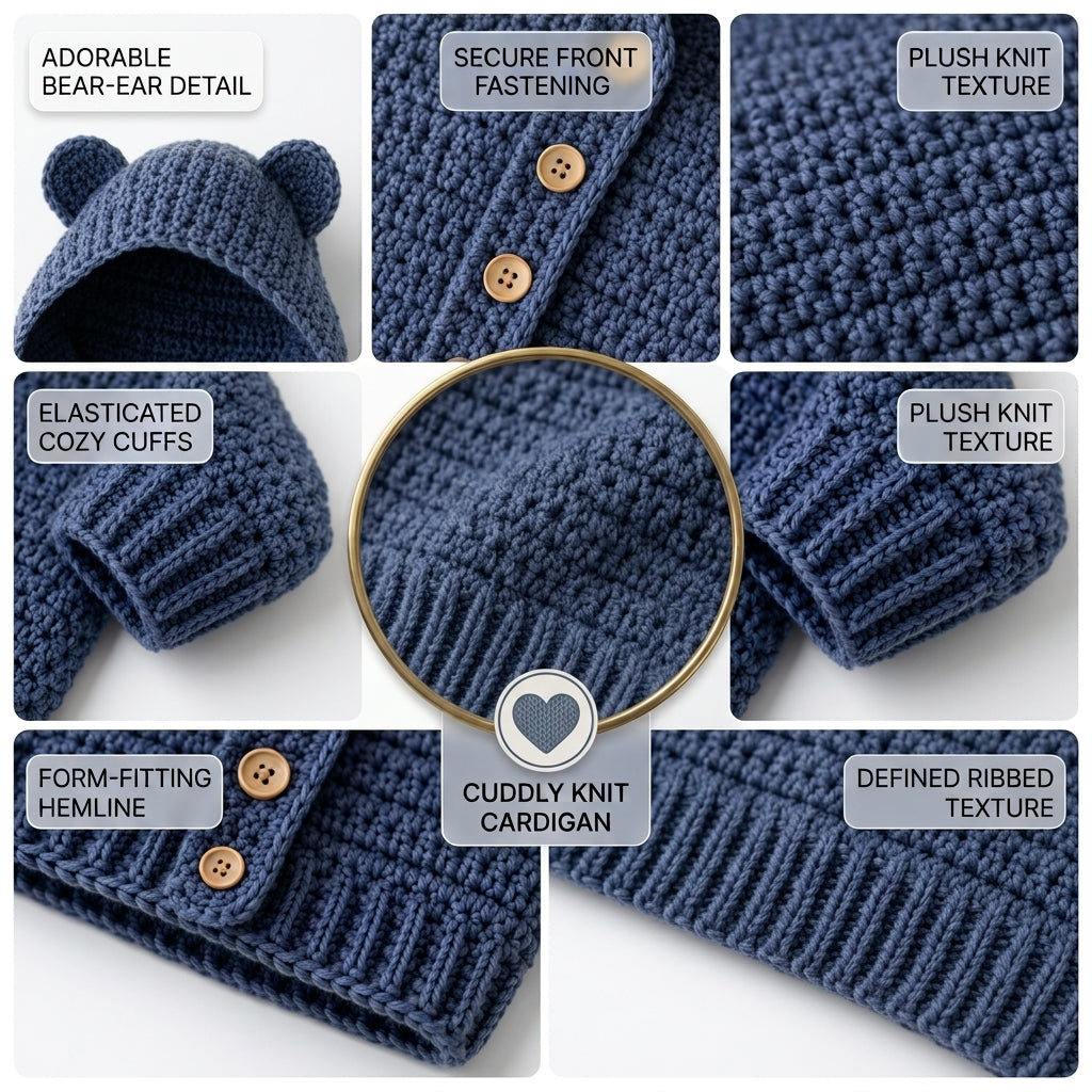 Bear Ears Baby Hoodie Bear Ears v6 | Crochet Pattern PDF