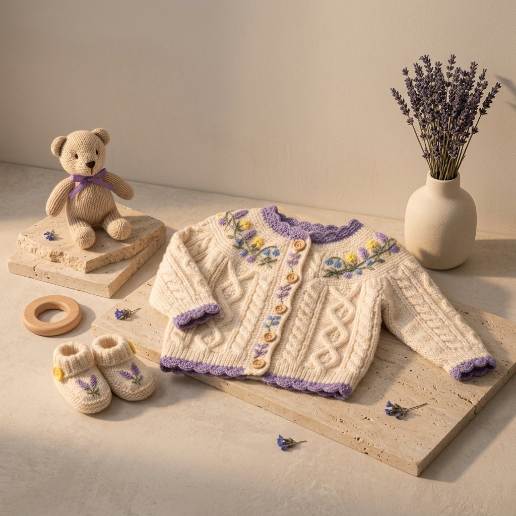 Cardigan Floral Embroidered Baby Cardigan | Crochet Pattern PDF