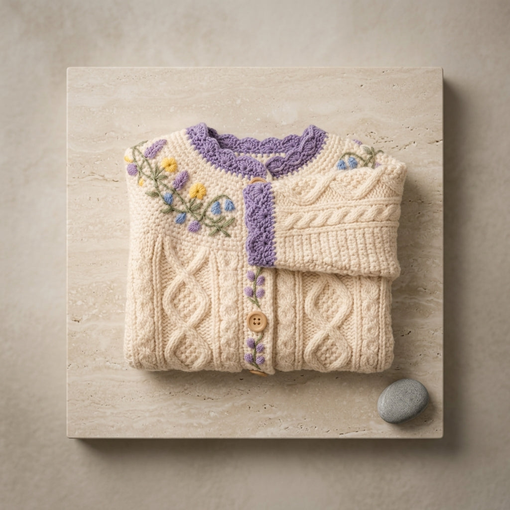 Cardigan Floral Embroidered Baby Cardigan | Crochet Pattern PDF