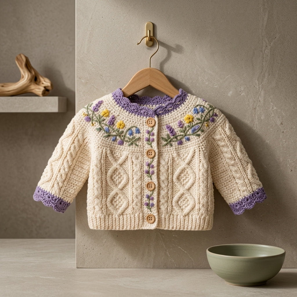 Cardigan Floral Embroidered Baby Cardigan | Crochet Pattern PDF