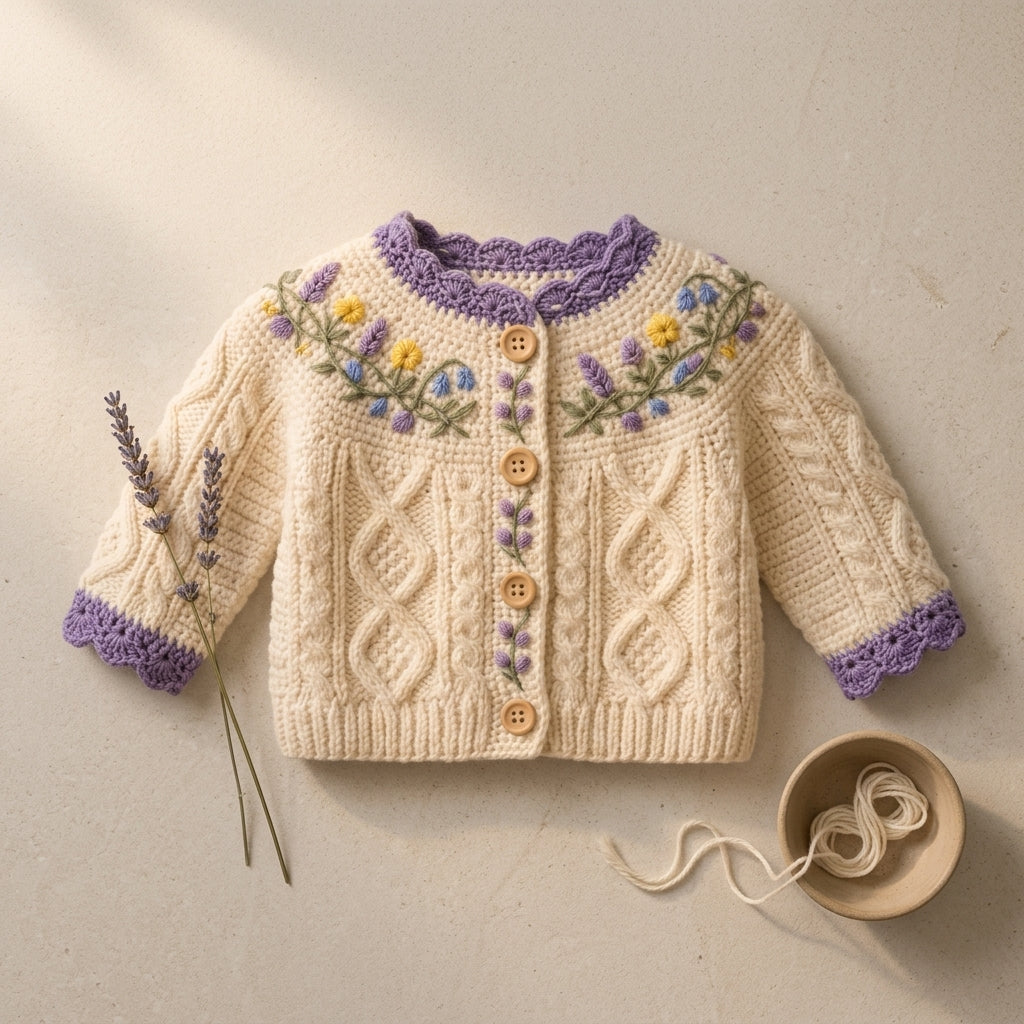 Cardigan Floral Embroidered Baby Cardigan | Crochet Pattern PDF