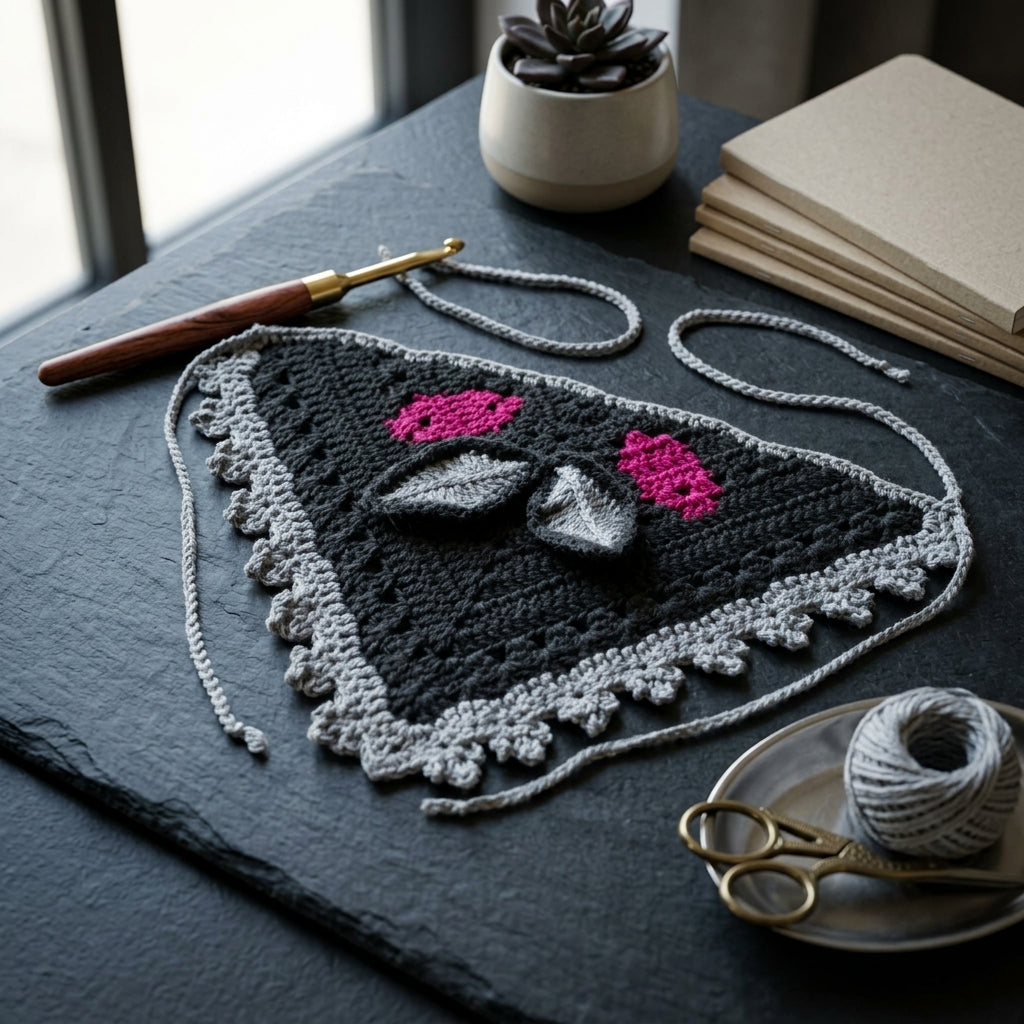 Mothman Motif Triangle Bandana | Crochet Pattern PDF