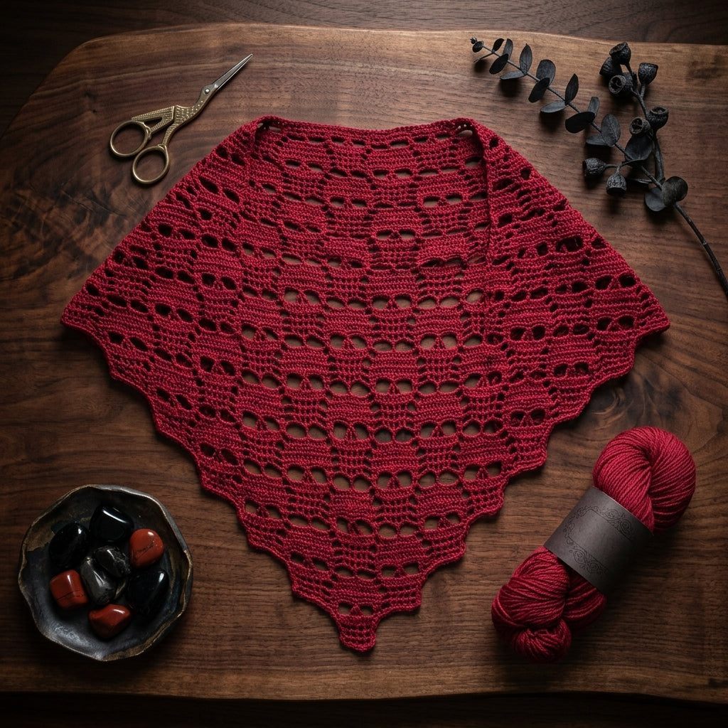 Gothic Skull Shawl Bandana | Crochet Pattern PDF