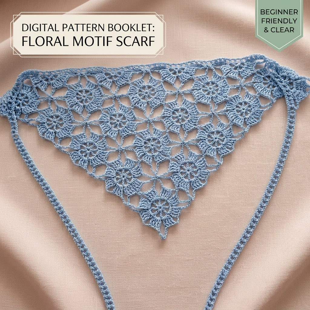 Floral Granny Square Head Scarf | Crochet Pattern PDF