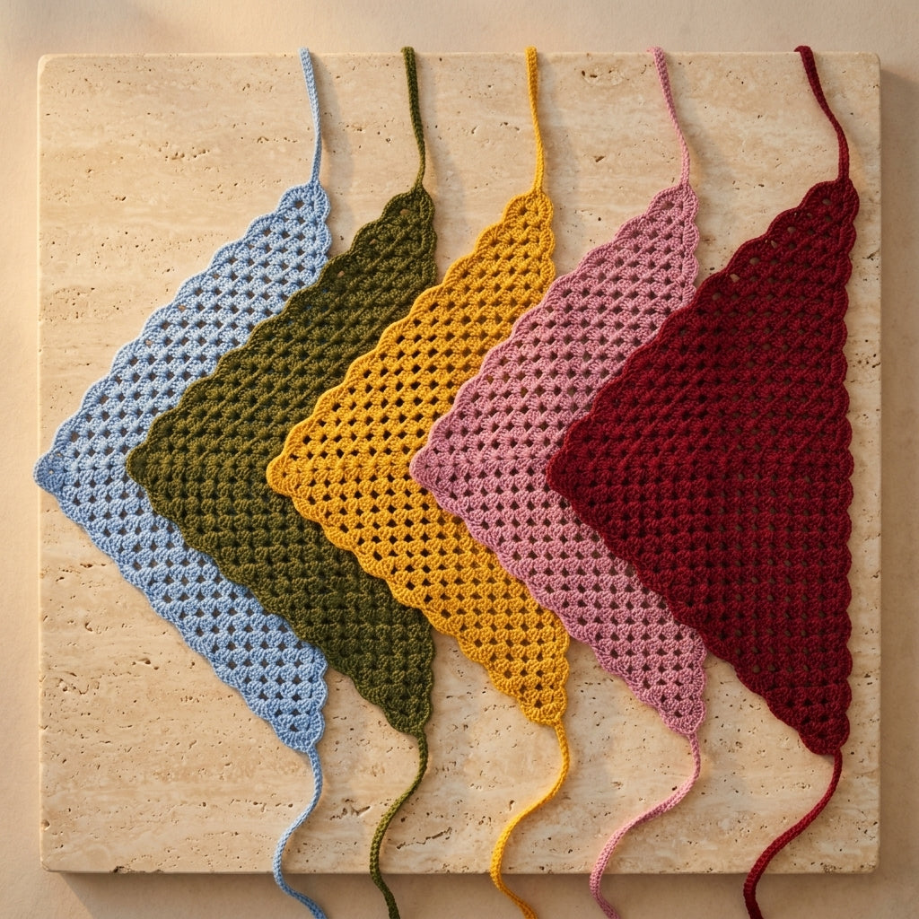 Cotton Triangle Hair Bandana | Crochet Pattern PDF