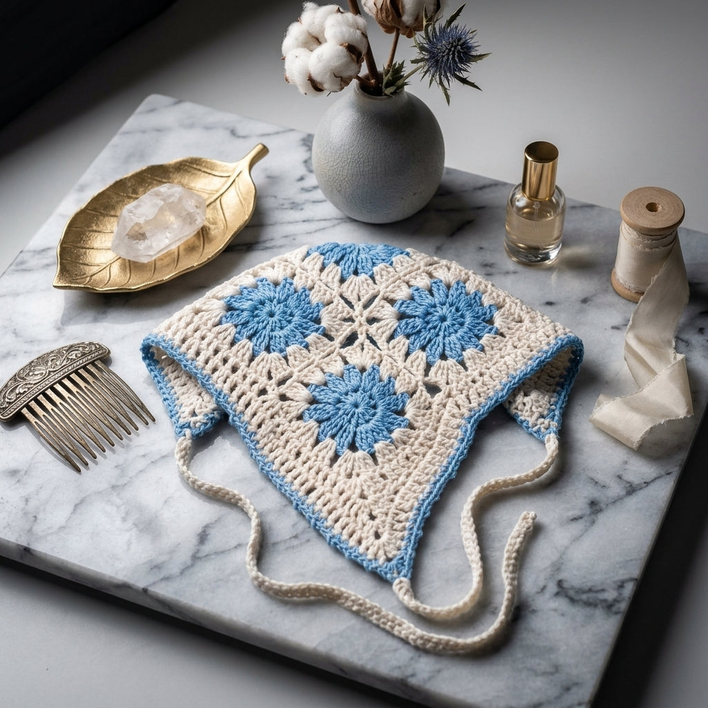 Vintage Lace Wildflower Bandana | Crochet Pattern PDF