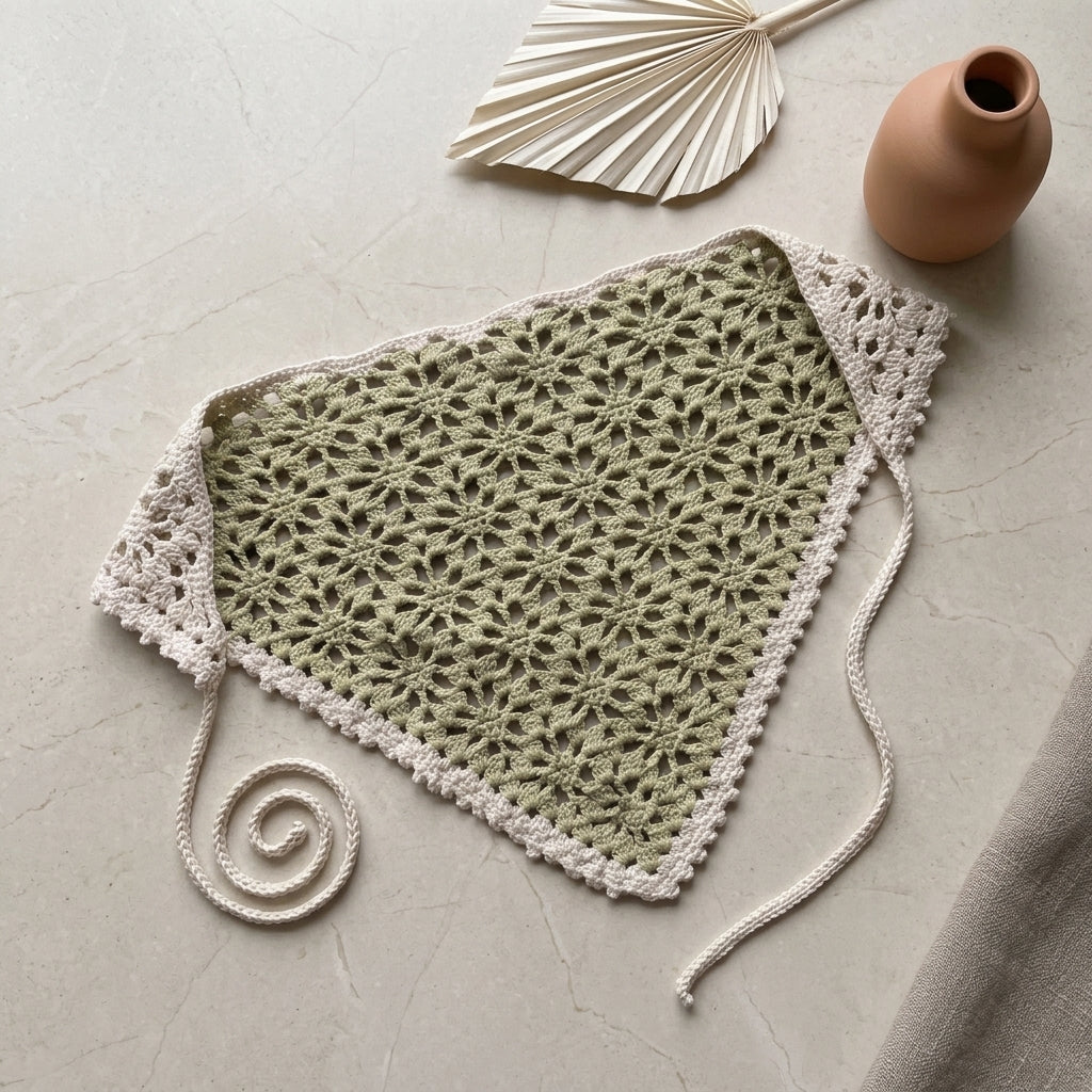 Vintage Lace Wildflower Bandana | Crochet Pattern PDF