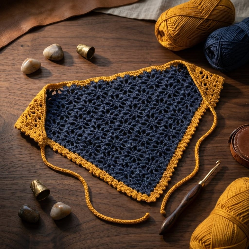 Vintage Lace Wildflower Bandana | Crochet Pattern PDF