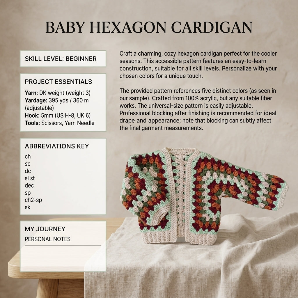 Hexagon Baby Cardigan | Crochet Pattern PDF