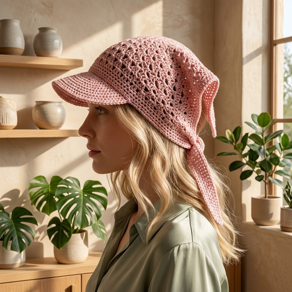 Unisex Boho Visor Cap | Crochet Bandana Pattern PDF