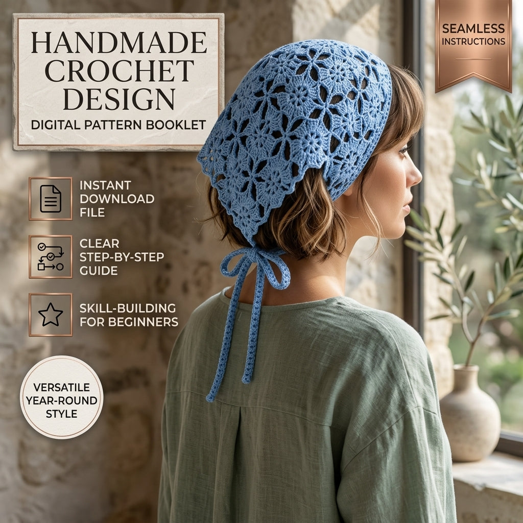 Floral Lace Boho Headwrap | Beginner Crochet Pattern PDF