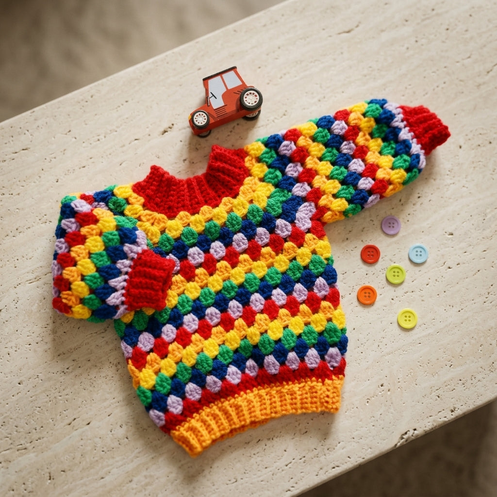 Granny Square Baby Sweater | Crochet Pattern PDF