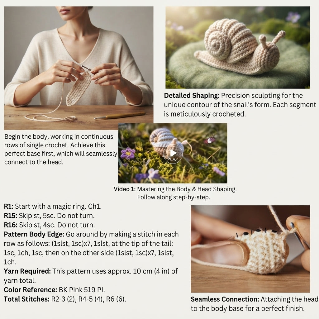 Cute Snail Keyring | Amigurumi PDF Guide