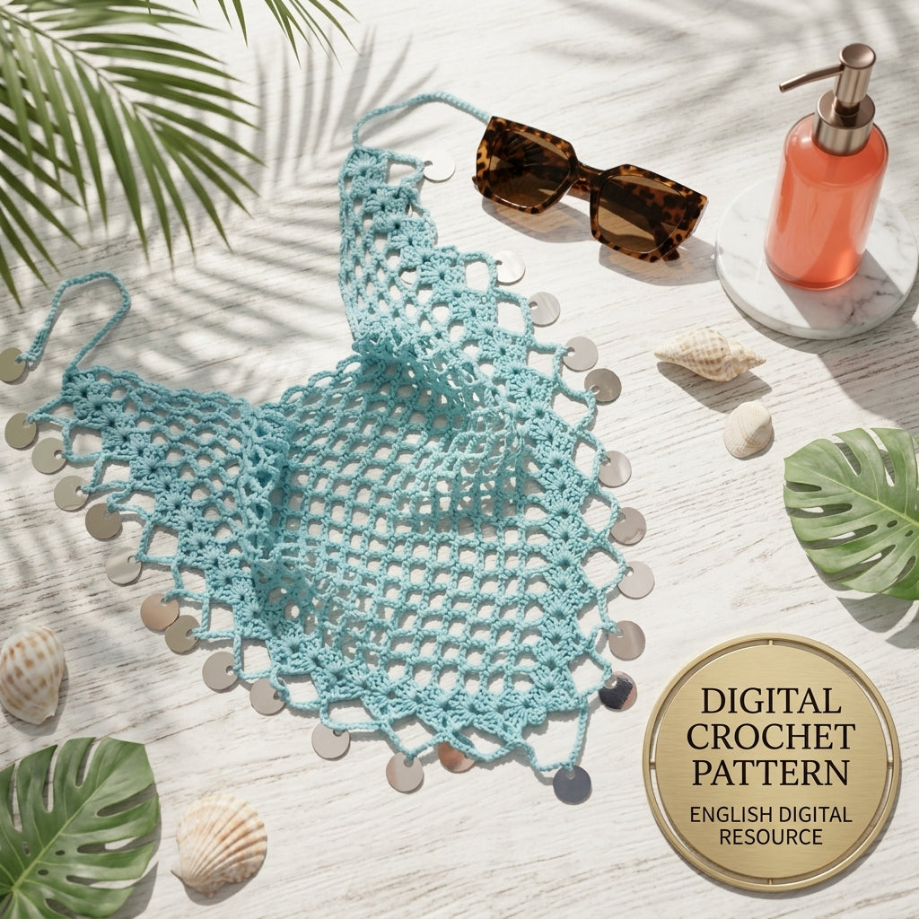 Sequin Mesh Hair Bandana | Beginner Crochet Pattern PDF
