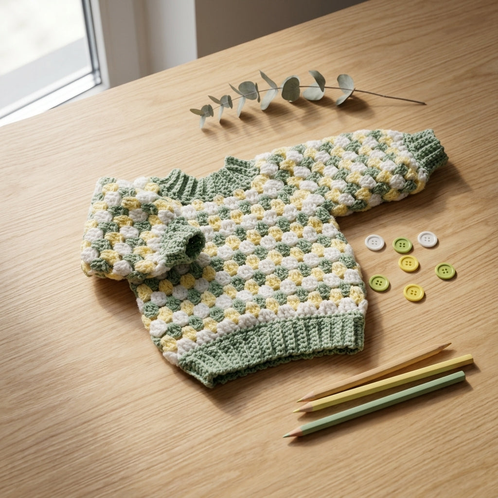 Granny Square Baby Sweater | Crochet Pattern PDF