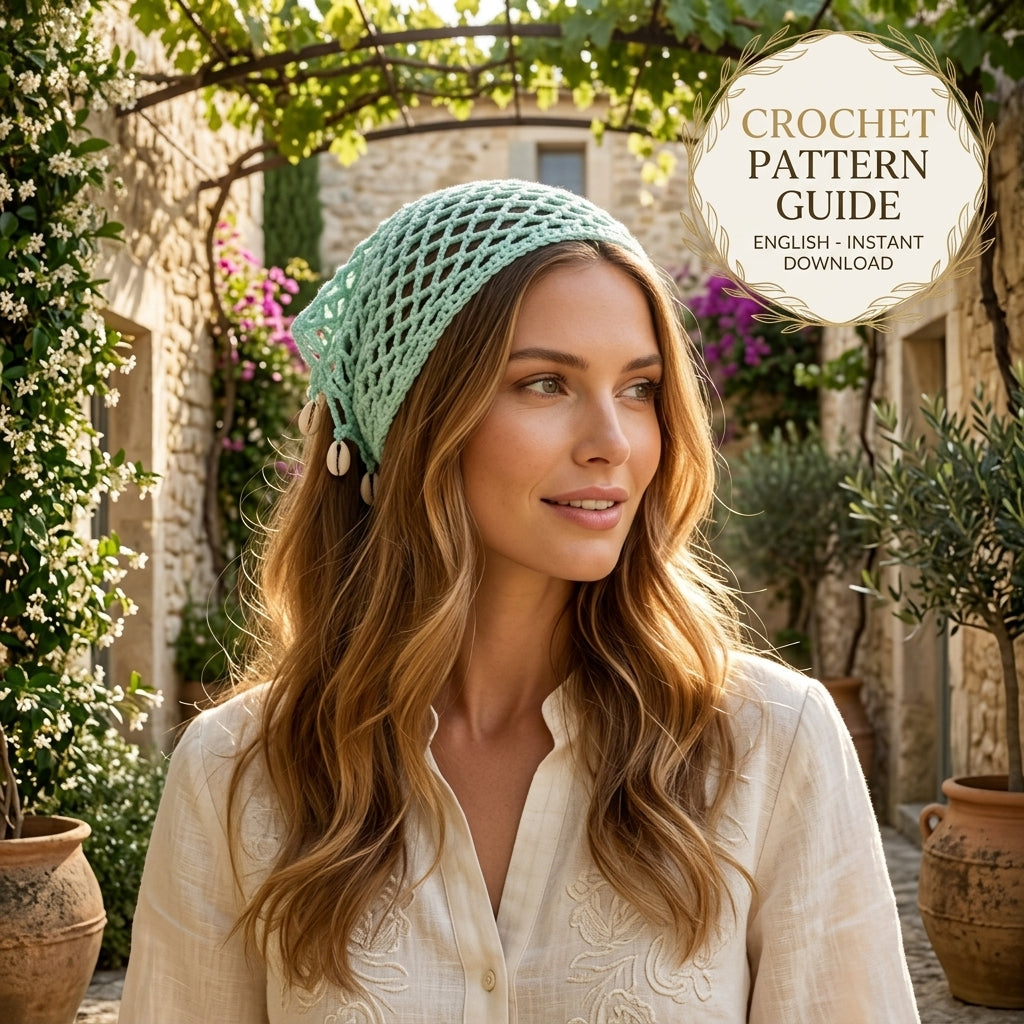 Sequin Mesh Hair Bandana | Beginner Crochet Pattern PDF