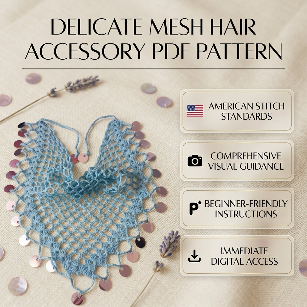 Sequin Mesh Hair Bandana | Beginner Crochet Pattern PDF