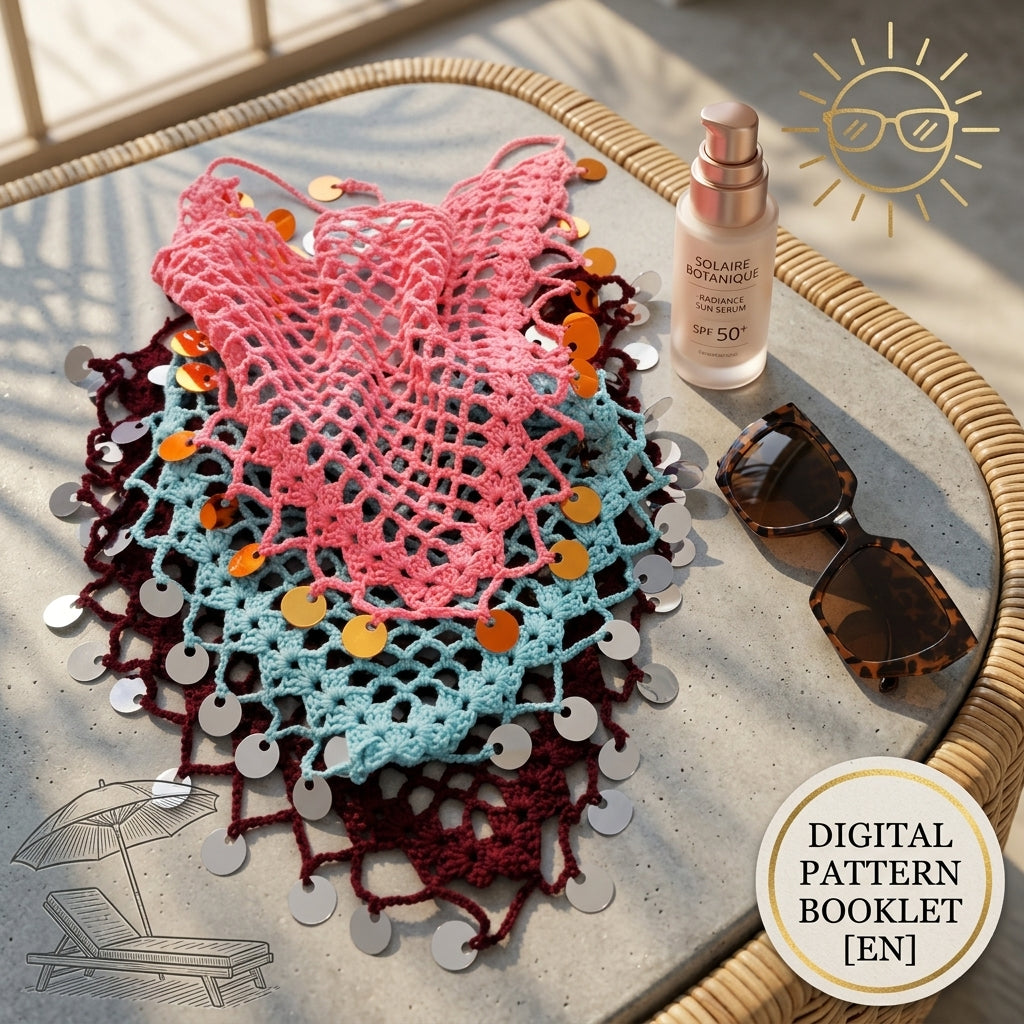Sequin Mesh Hair Bandana | Beginner Crochet Pattern PDF