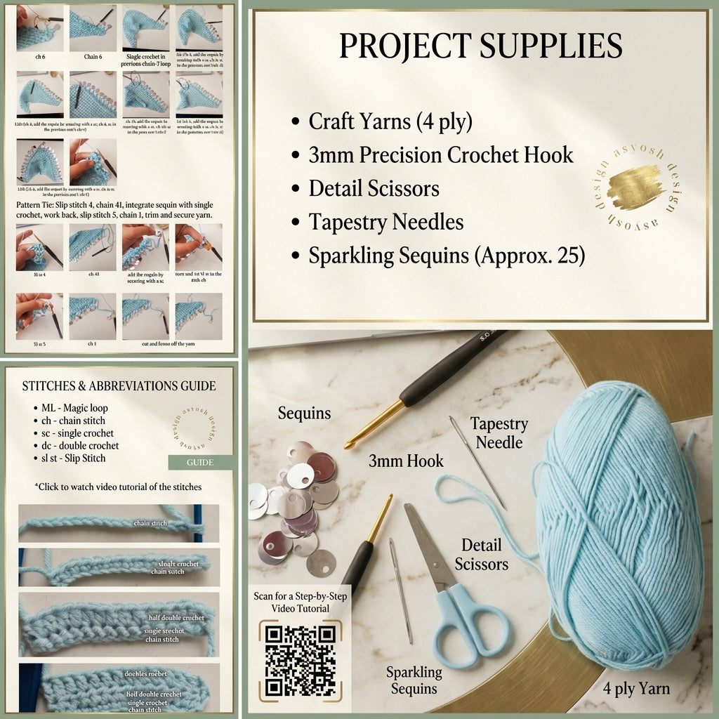 Sequin Mesh Hair Bandana | Beginner Crochet Pattern PDF