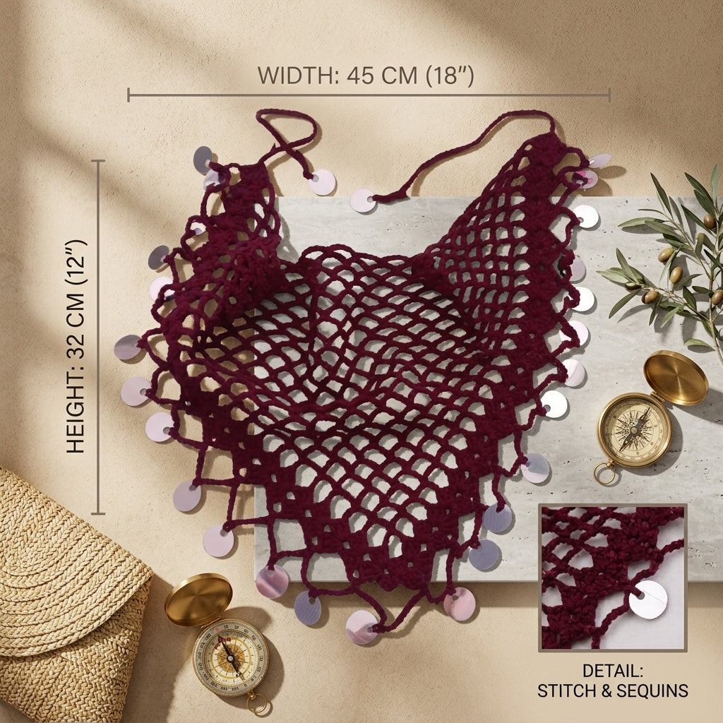 Sequin Mesh Hair Bandana | Beginner Crochet Pattern PDF