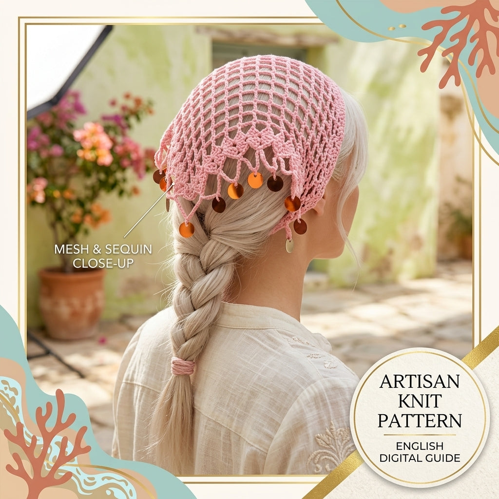 Sequin Mesh Hair Bandana | Beginner Crochet Pattern PDF