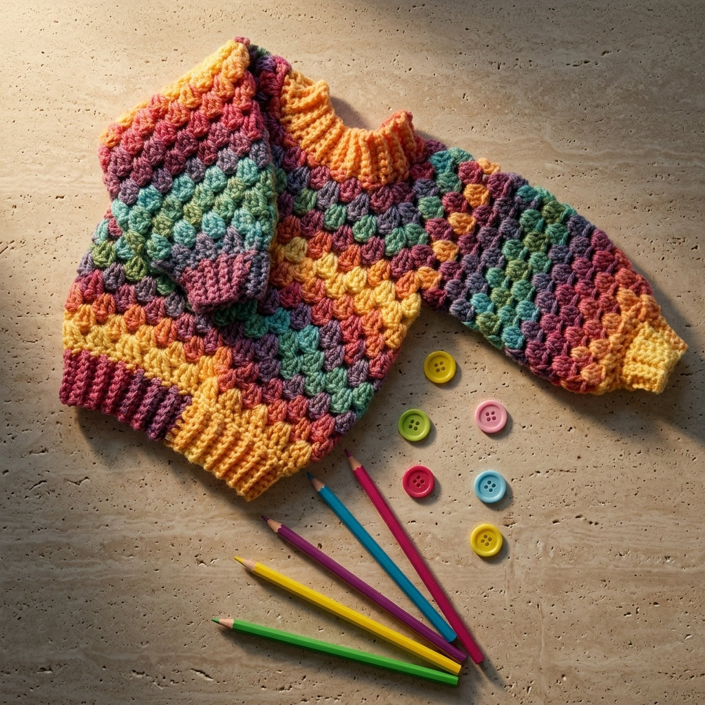 Granny Square Baby Sweater | Crochet Pattern PDF