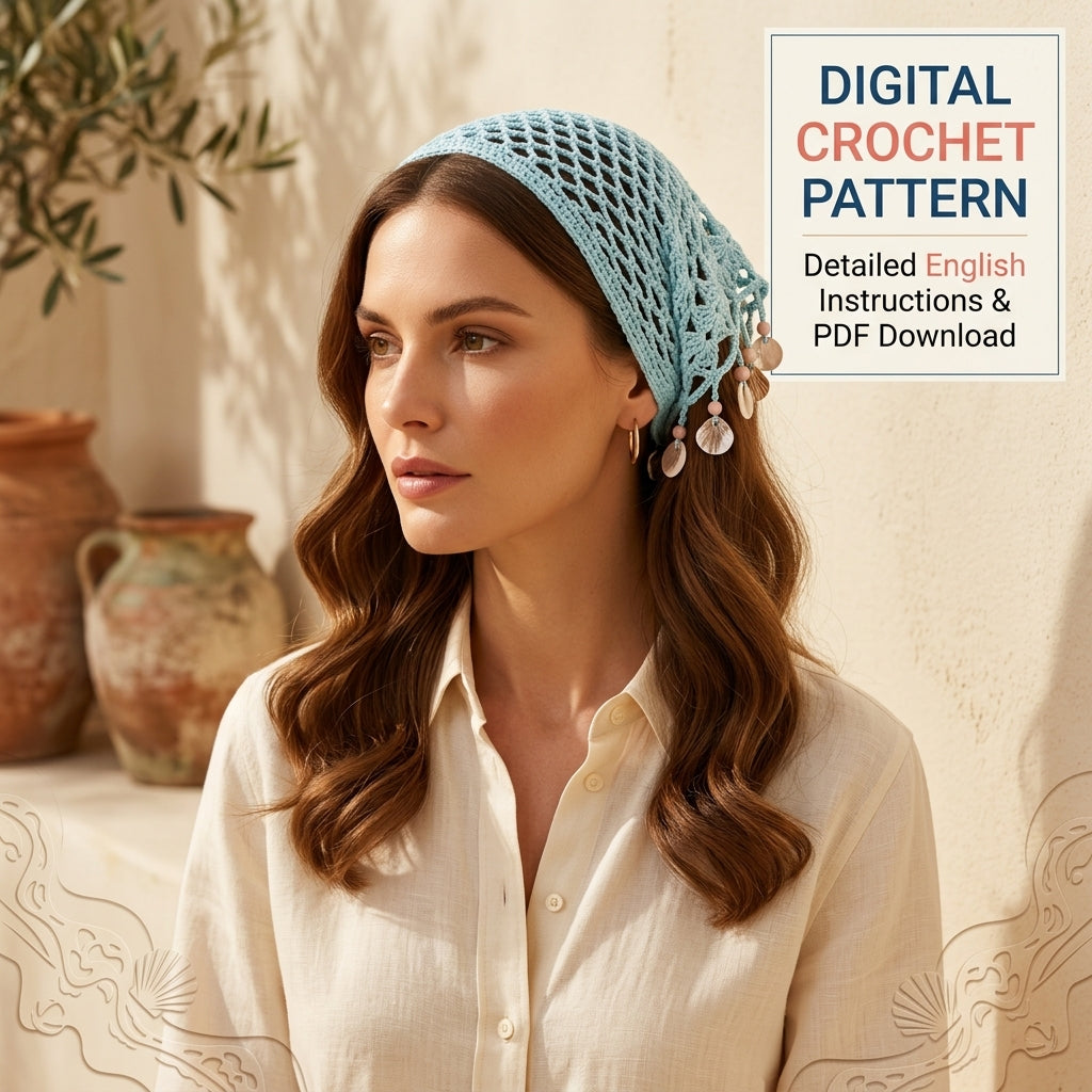 Sequin Mesh Hair Bandana | Beginner Crochet Pattern PDF