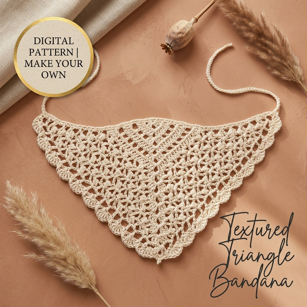 Puff Stitch Triangle Bandana | Crochet Pattern PDF