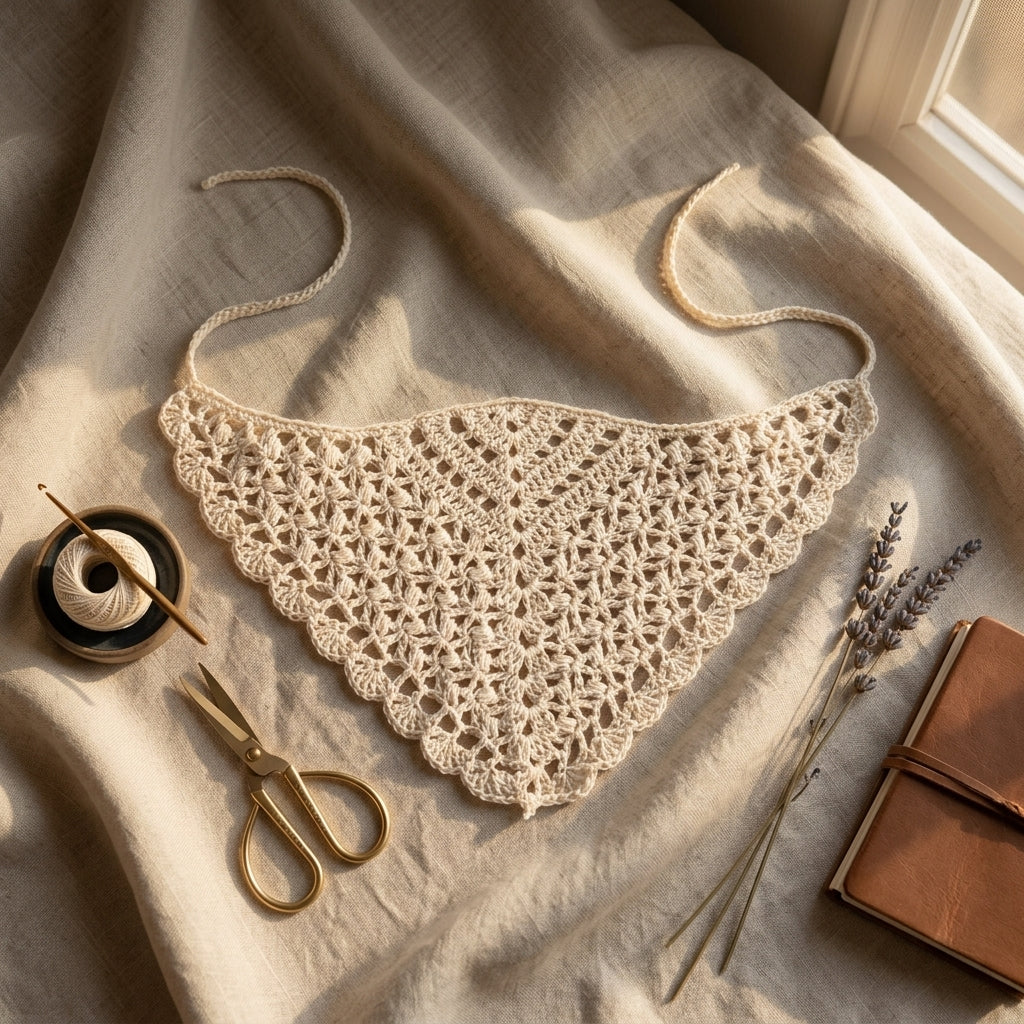 Puff Stitch Triangle Bandana | Crochet Pattern PDF