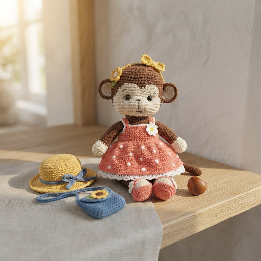 Whimsical Monkey Keychain | PDF Crochet Guide