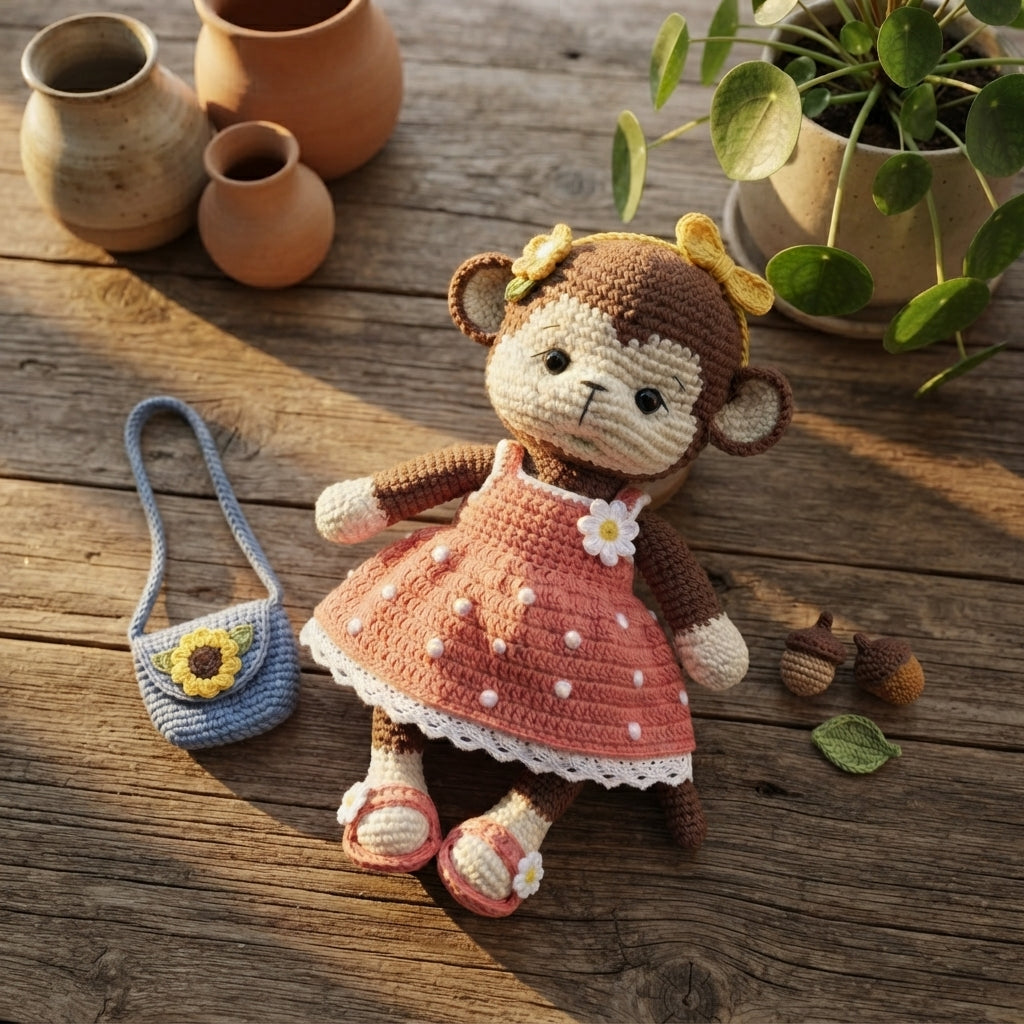 Whimsical Monkey Keychain | PDF Crochet Guide