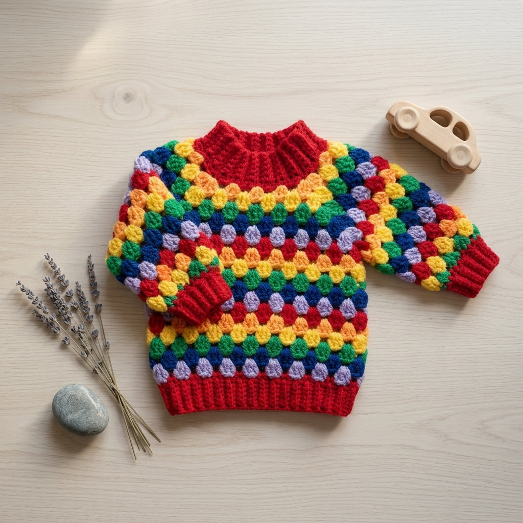 Granny Square Baby Sweater | Crochet Pattern PDF
