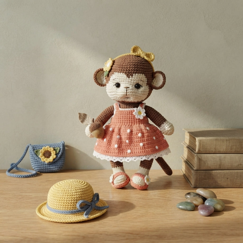 Whimsical Monkey Keychain | PDF Crochet Guide