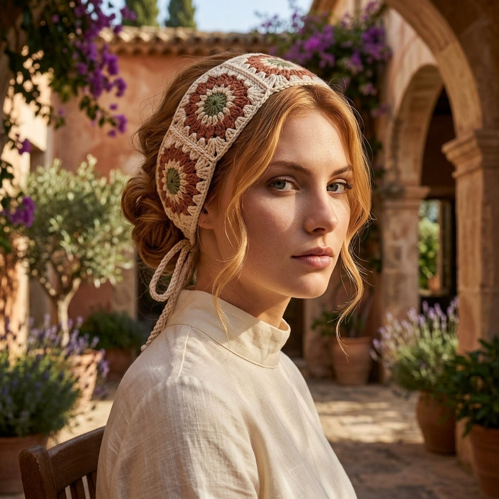 Granny Square Floral Headband | Crochet Pattern PDF