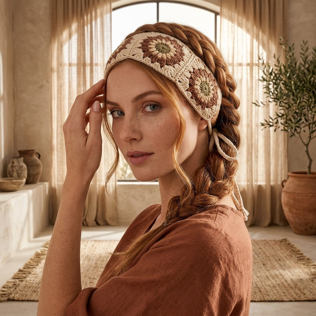 Granny Square Floral Headband | Crochet Pattern PDF