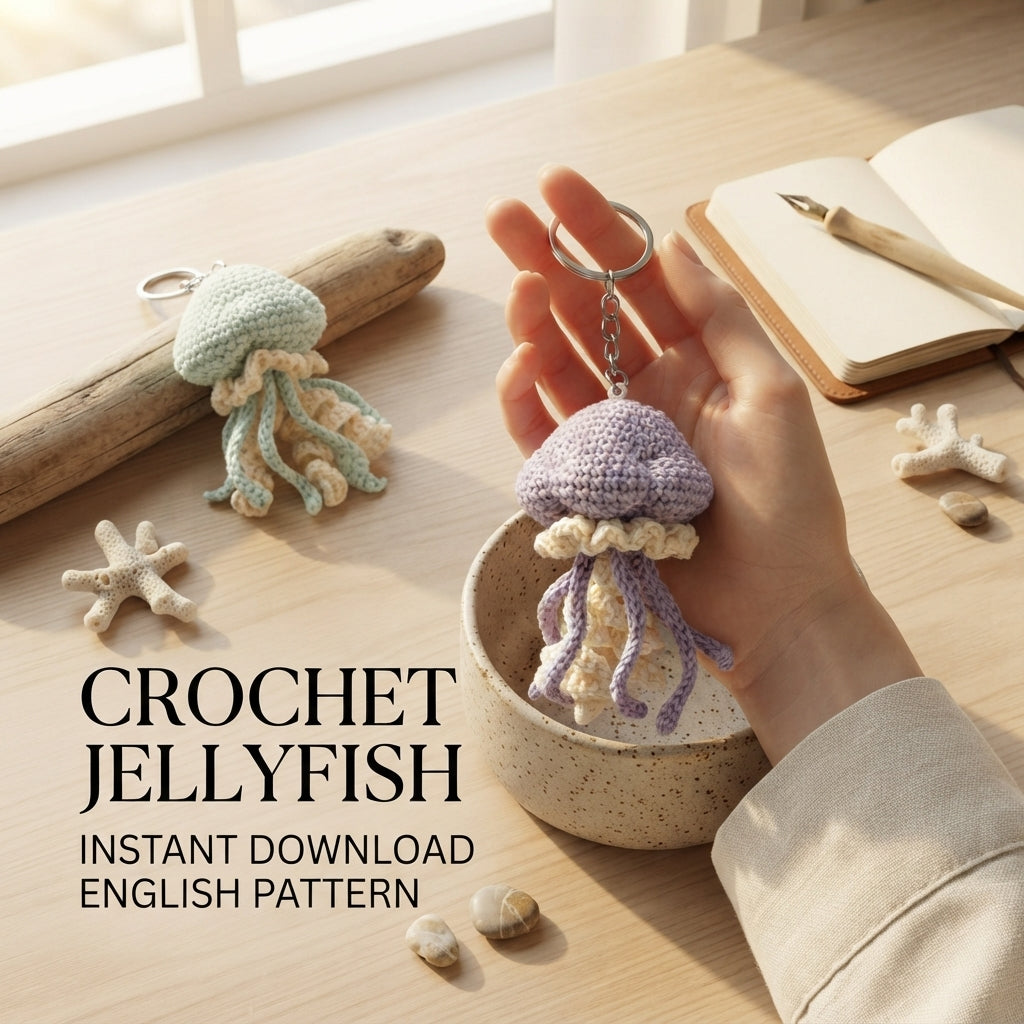 Gorgeous Jellyfish Bag Charm | Crochet PDF Pattern
