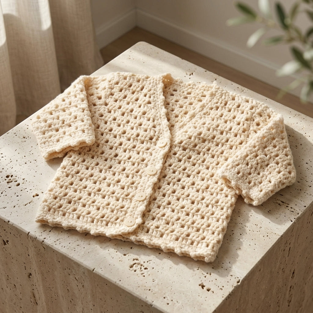 Cardigan Bonnet Booties Baby Cardigan | Crochet Pattern PDF